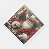 Serviette En Papier Père Noël en Cowboy Noël Casquette (Coin)
