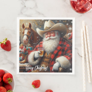 Serviette En Papier Père Noël en Cowboy Noël Casquette