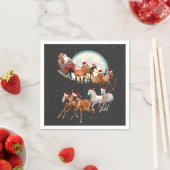 Serviette En Papier Père Noël équitation Cheval Cheval Sleigh Equestre (En situation)