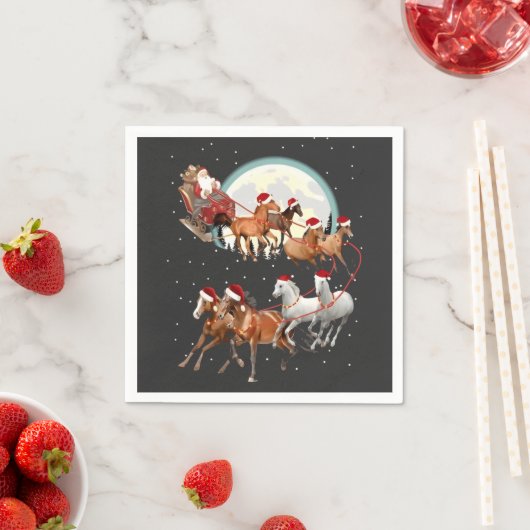 Serviette En Papier Père Noël équitation Cheval Cheval Sleigh Equestre (En situation)