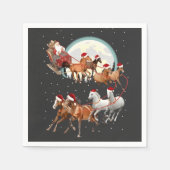 Serviette En Papier Père Noël équitation Cheval Cheval Sleigh Equestre (Devant)