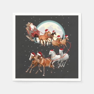 Serviette En Papier Père Noël équitation Cheval Cheval Sleigh Equestre