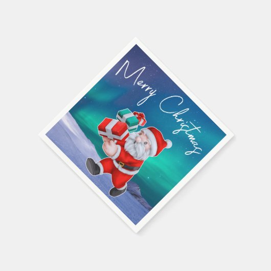 Serviette En Papier Père Noël est en route Northern Lights Christmas (Coin)