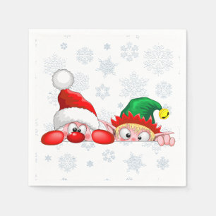 Serviette En Papier Père Noël et Elfe Personnages mignons et drôles qu