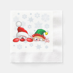 Serviette En Papier Père Noël et Elfe Personnages mignons et drôles qu