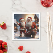 Serviette En Papier Père Noël et Little Helper Christmas Design (En situation)