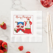 Serviette En Papier Père Noël et Mme Claus (En situation)