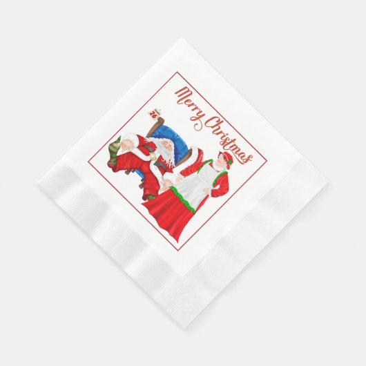 Serviette En Papier Père Noël et Mme Claus (Coin)