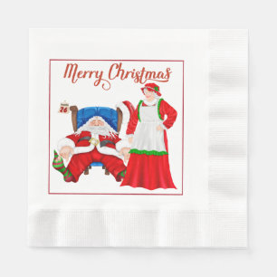 Serviette En Papier Père Noël et Mme Claus