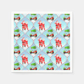 Serviette En Papier Père Noël Et Mme Claus Golfing Ogee Motif (Devant)