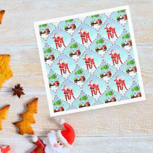 Serviette En Papier Père Noël Et Mme Claus Golfing Ogee Motif