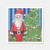 Serviette En Papier Père Noël et sapin de Noël (Devant)