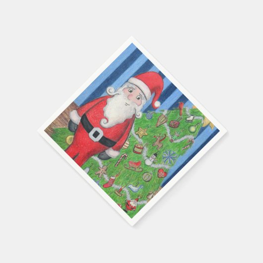 Serviette En Papier Père Noël et sapin de Noël (Coin)