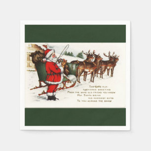Serviette En Papier Père Noël et Sleigh avec Reindeer
