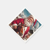 Serviette En Papier Père Noël et son cheval des Rocheuses (Coin)