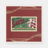Serviette En Papier Père Noël Funny Retro Parties scintillant Rouge Na (Devant)