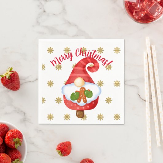 Serviette En Papier Père Noël Gnome (En situation)