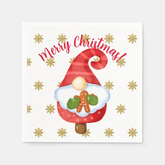 Serviette En Papier Père Noël Gnome (Devant)