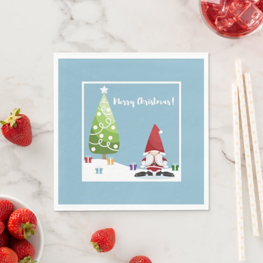 Serviette En Papier Père Noël Gnome (En situation)