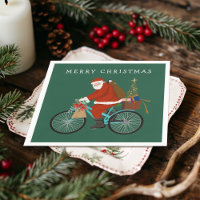 Père Noël illustrée à vélo Couleur personnalisée