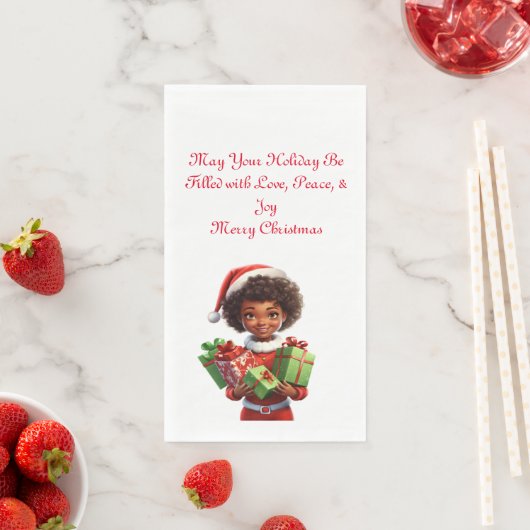 Serviette En Papier Père Noël, Joli petit assistant (En situation)