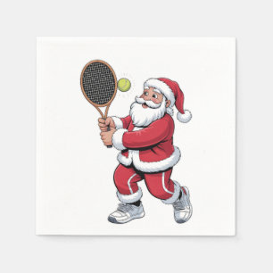 Serviette En Papier Père Noël jouant au tennis Xmas Tennis Sport Noël