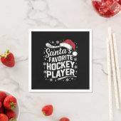 Serviette En Papier Père Noël Joueur de hockey favori Pyjama Noël (En situation)
