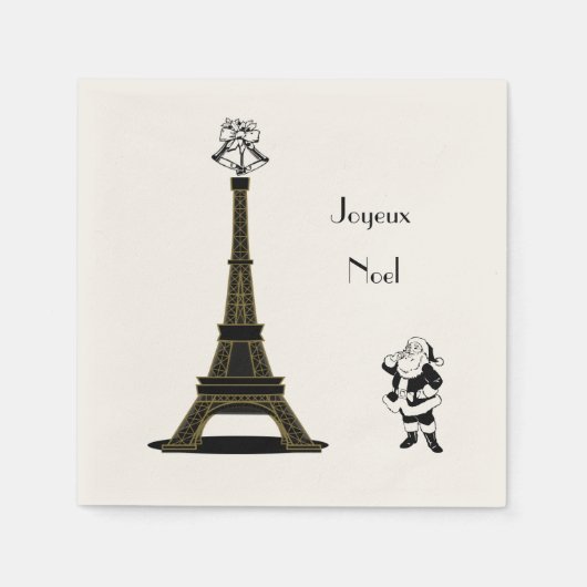 Serviette En Papier Père Noël Joyeux Noel Paris (Devant)