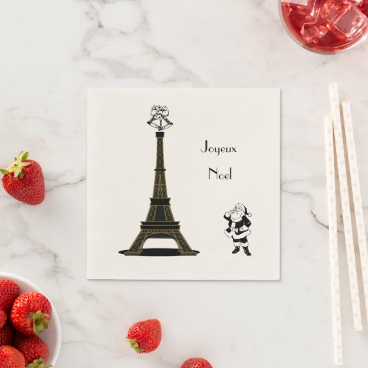Serviette En Papier Père Noël Joyeux Noel Paris (En situation)