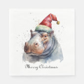 Serviette En Papier Père Noël Little Hippo, coutume (Devant)