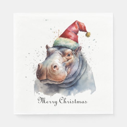 Serviette En Papier Père Noël Little Hippo, coutume (Devant)