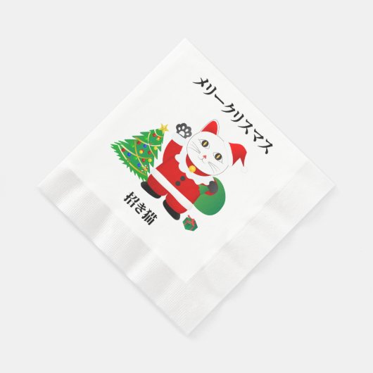 Serviette En Papier Père Noël Maneki Neko (Coin)