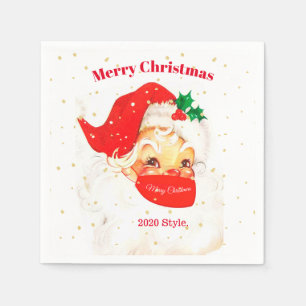Serviette En Papier Père Noël Mask Joyeux Noël Distances sociales
