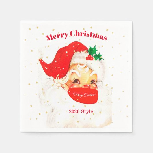 Serviette En Papier Père Noël Mask Joyeux Noël Distances sociales (Devant)