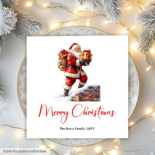Serviette En Papier Père Noël mignon et charmant, fête aquarelle stylé