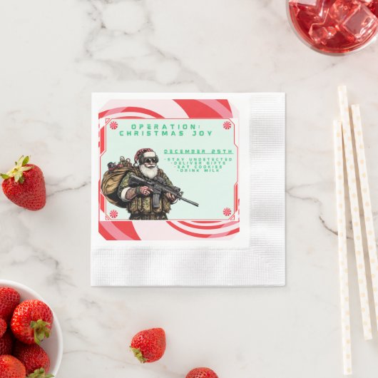 Serviette En Papier Père Noël militaire drôle de Noël (En situation)