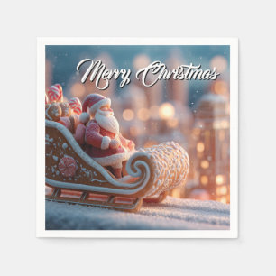 Serviette En Papier Père Noël miniature en Sleigh de pain d'épices
