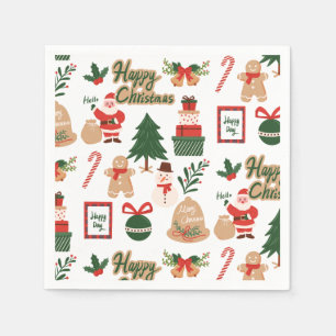 Serviette En Papier Père Noël moderne de Noël et motif pain d'épices