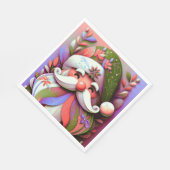 Serviette En Papier Père Noël Noël Rose Violet Vert (Coin)