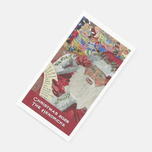 Serviette En Papier Père Noël Nom personnalisé Noël 2025 (Coin)