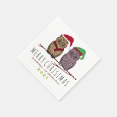 Serviette En Papier Père Noël Owl et Elf Owl Napkin (Coin)
