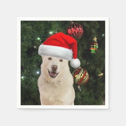 Serviette En Papier Père Noël Paws - Husky Chig Napkins de Noël (Devant)