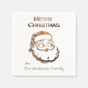 Serviette En Papier Père Noël Père Noël Parties scintillant or Noël
