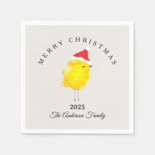 Serviette En Papier Père Noël personnalisé poulet jaune de Noël poussi