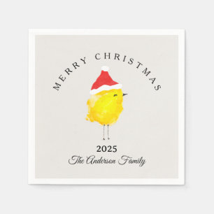 Serviette En Papier Père Noël personnalisé poussin de poulet jaune de