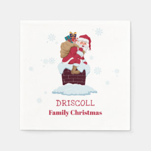 Serviette En Papier Père Noël personnalisé sur le toit Cheminée en pap