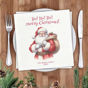 Serviette En Papier Père Noël Présente une Fête Rouge