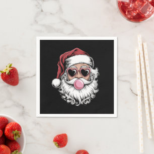 Serviette En Papier Père Noël Rétro Avec Des Lunettes Qui Soufflent La