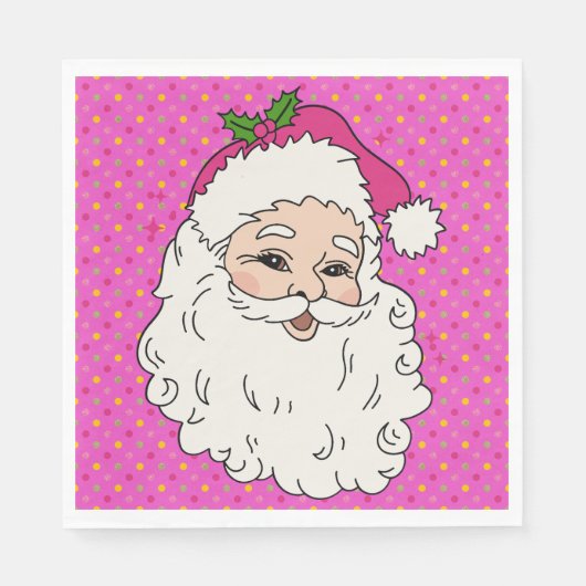 Serviette En Papier Père Noël rose chaud (Devant)
