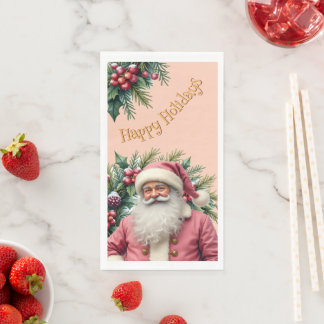 Serviette En Papier Père Noël rose de vacances